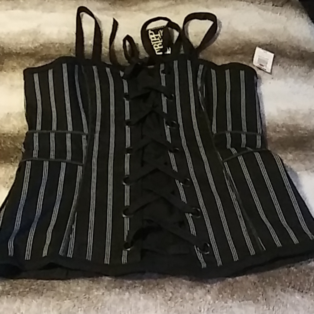 Black Pinstripe Corset XXL
